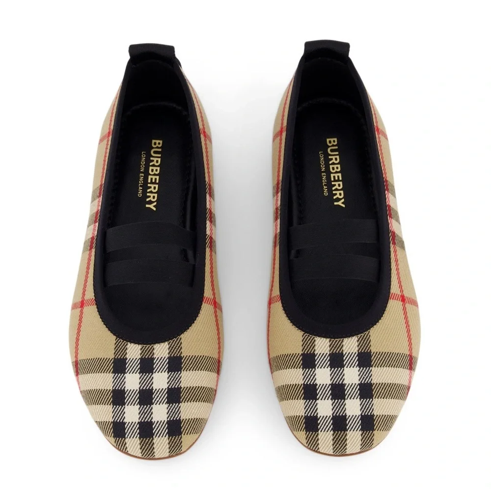 Burberry Kids Logo-Detail Check Ballerina Shoes, Size EU 35, UK 2.5 NEW in Box